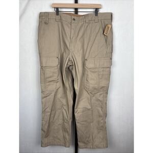 NEW Duluth Trading Fire Hose Relaxed Fit Cargo Work Pants Men 44x30 Khaki Cotton